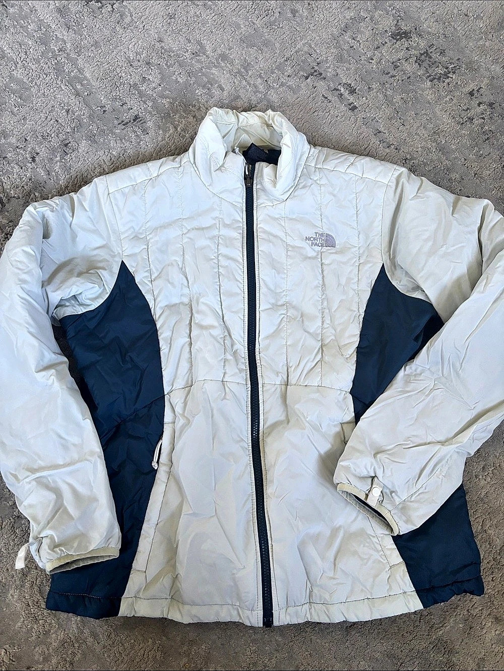 The North Face Puffer Jacket White & Blue Size XL